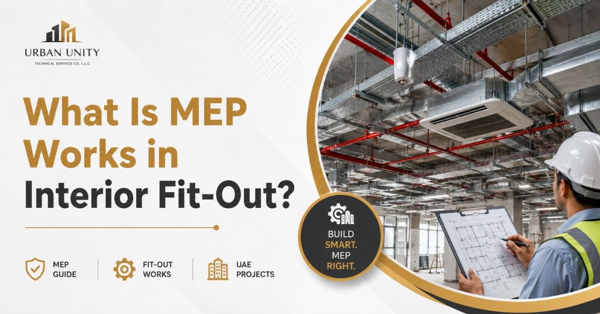 MEP works installation for ducting, fire systems, and ceiling services