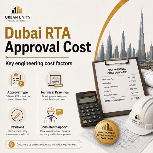 Dubai RTA approval cost factors including drawings, revisions and consultant support