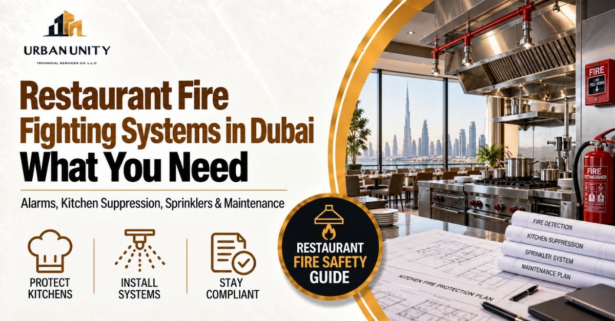 Restaurant fire fighting systems in Dubai for kitchen fire safety and suppression