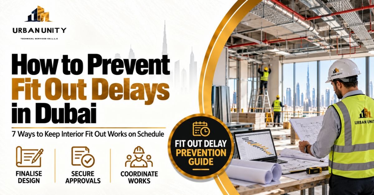 Interior fit out works in Dubai showing project planning, approvals, site coordination, and schedule management to prevent delays.