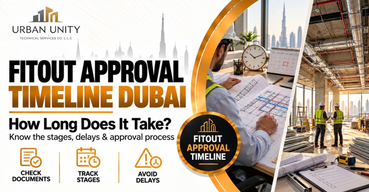 Fitout approval timeline Dubai guide showing drawings, approval stages, project delays and a commercial fit-out site